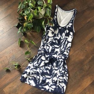 BANANA REPUBLIC short dress SZ XS navy white abstract floral pattern rac…